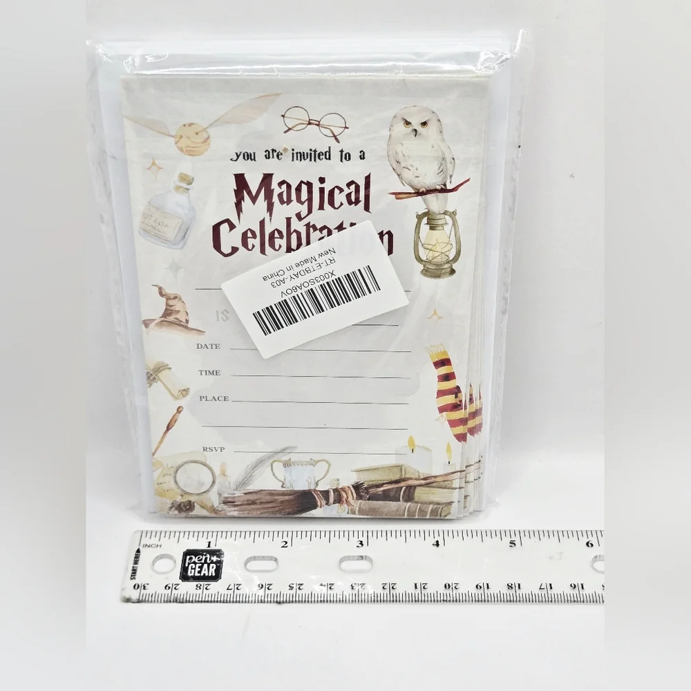 20 Wizard Magical Celebration Birthday Party Invitations w/ Envelopes Kids Magic